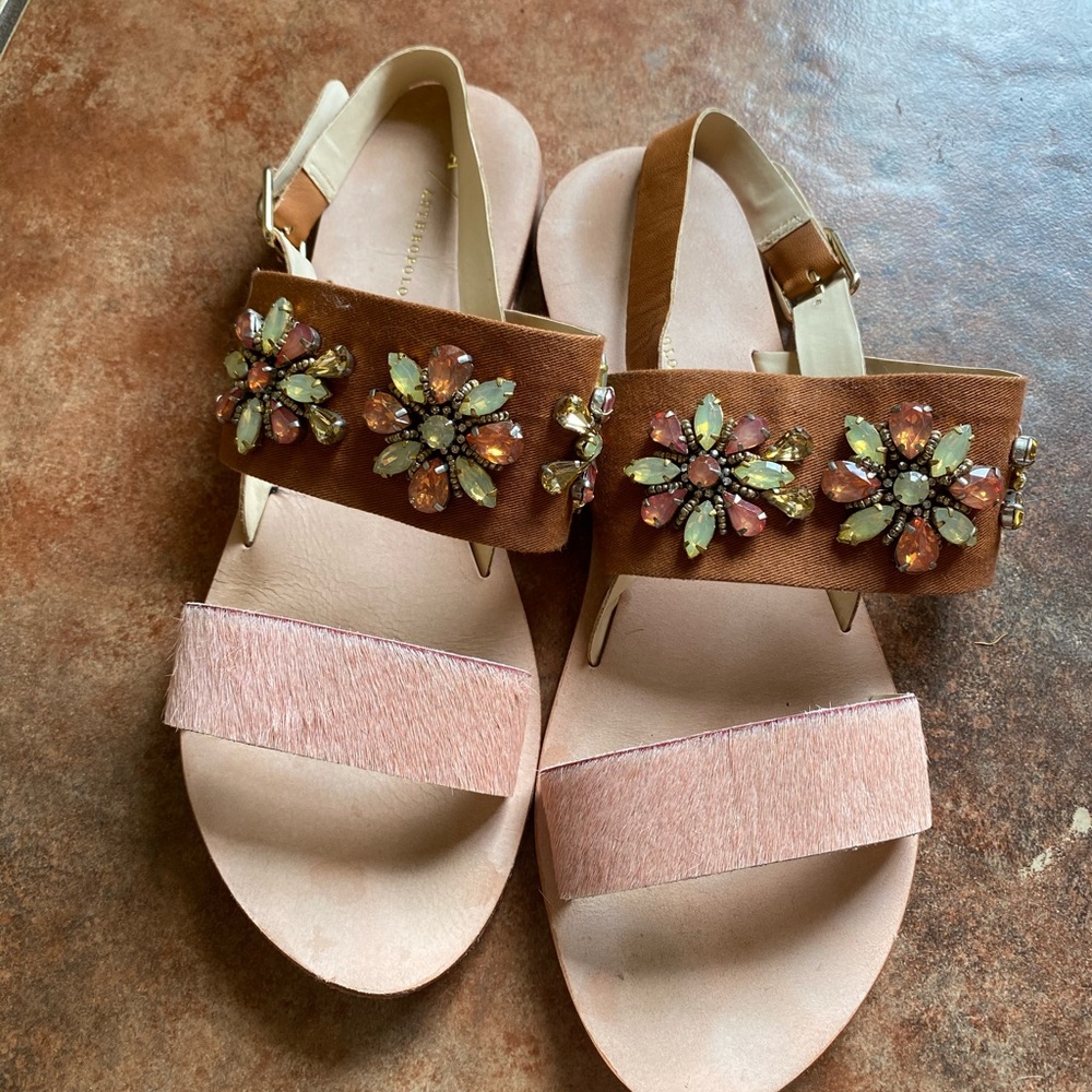 Anthropologie beaded sling back sandal